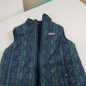 Vineyard Vines Navy and Green Quilted Vest